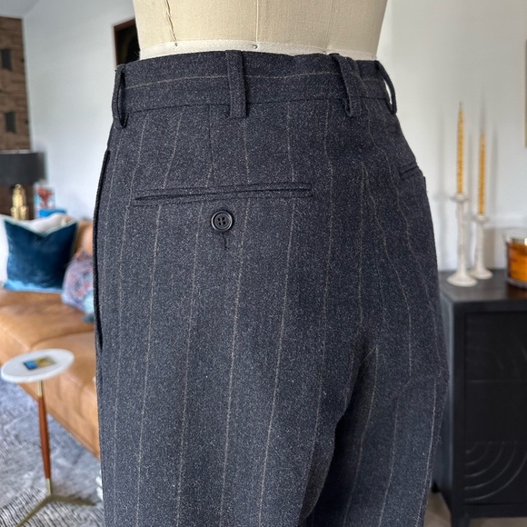 Vintage 90’s DKNY Pinstriped Wool High Waist Straight Leg Trousers - Picture 13 of 16
